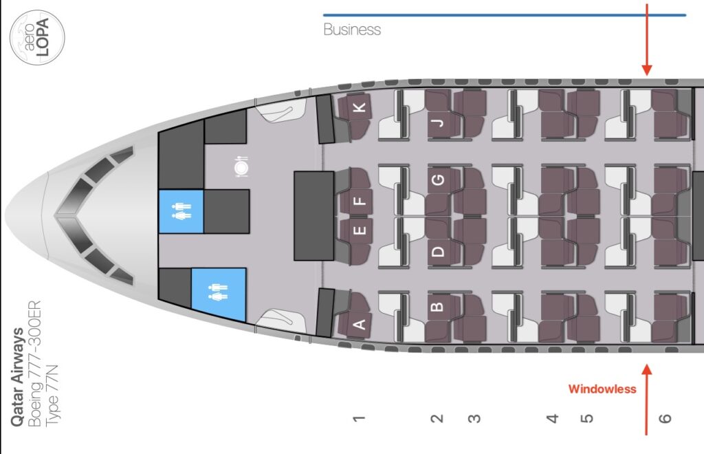 Qatar Airways Qsuite 777 300ER windowless suite