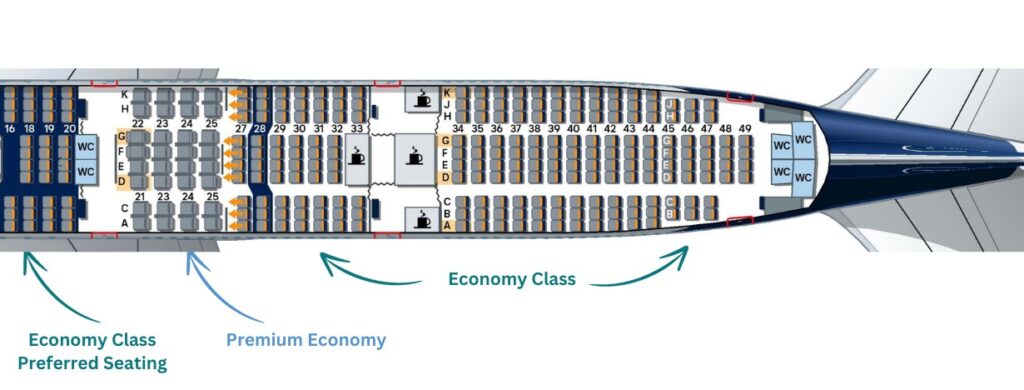 LH455 Lufthansa aircraft type Economy and premium seat map