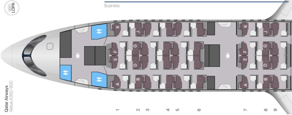 Qatar A350 900 QSuites Seat Map