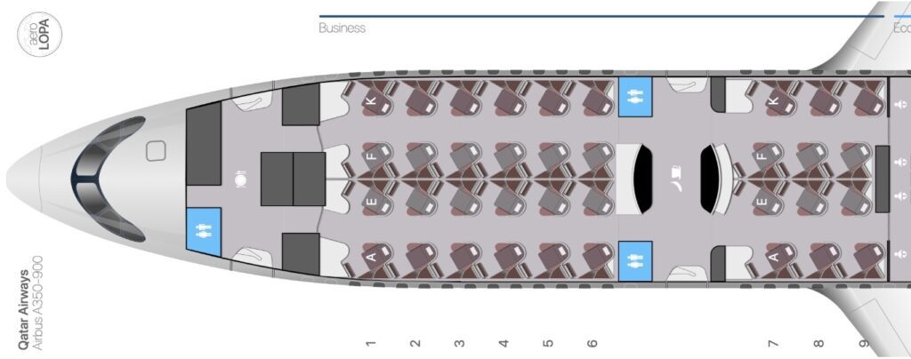 Qatar A350 900 Seat Map Business Diamond Seats