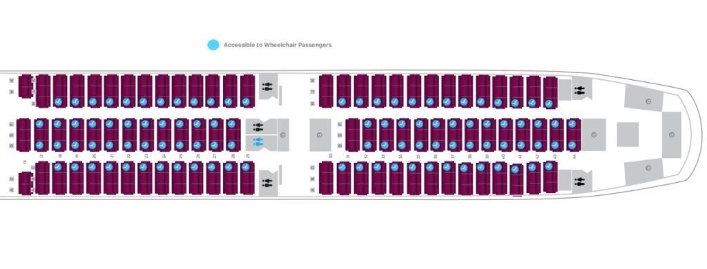 Qatar Airways A350 900 Economy Class Seat Map