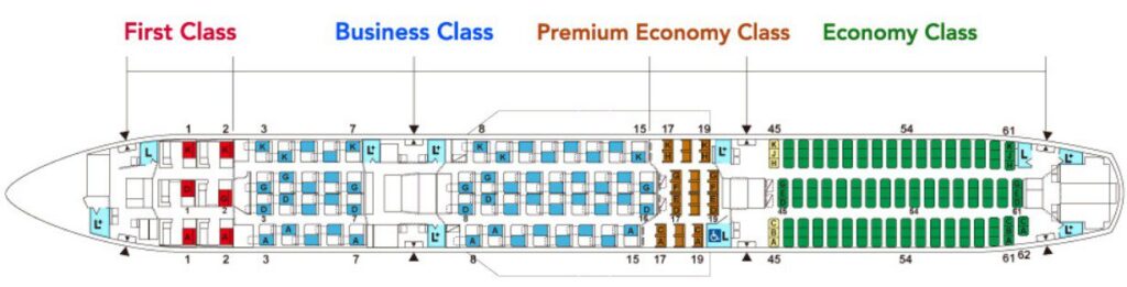 JAL A350 Seat Map Aircraft