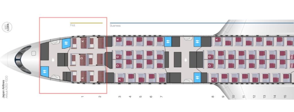 JAL A350 First Class Seat Map 