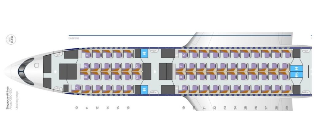 Singapore Airlines A350 900 Business Class Seat Map