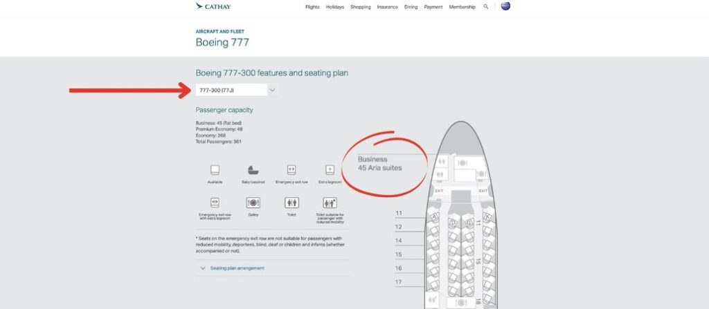 cathay pacific 777-300er seat map