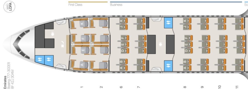 Emirates Airlines Boeing 777-300ER Seat Map